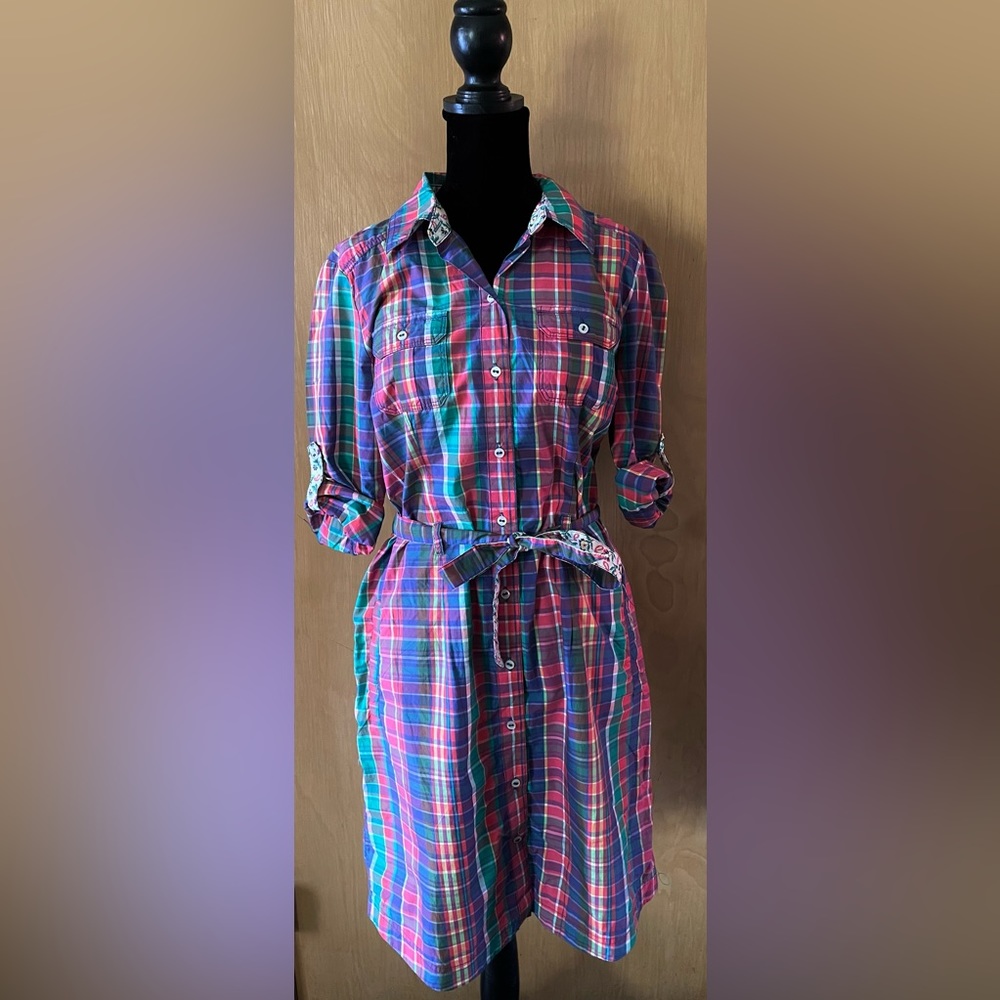 Tommy Hilfiger Plaid Button Down Shirt Dress